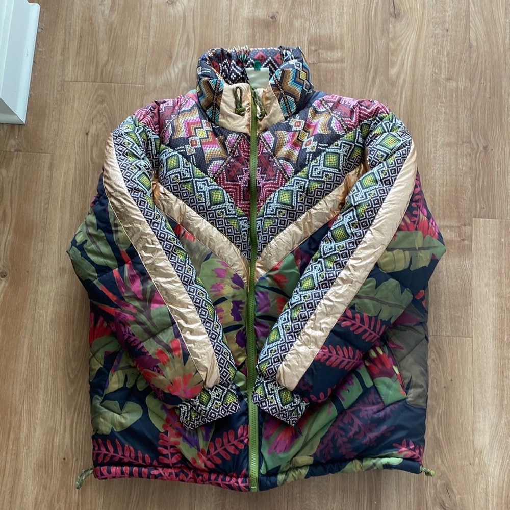 Farm Rio Tropical Rauti Metallic Reversible Puffer Jacket